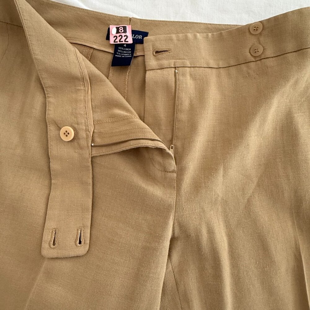 Ann Taylor Khaki colored linen pants / Size 4 / Classic/Timeless - Picture 5 of 6